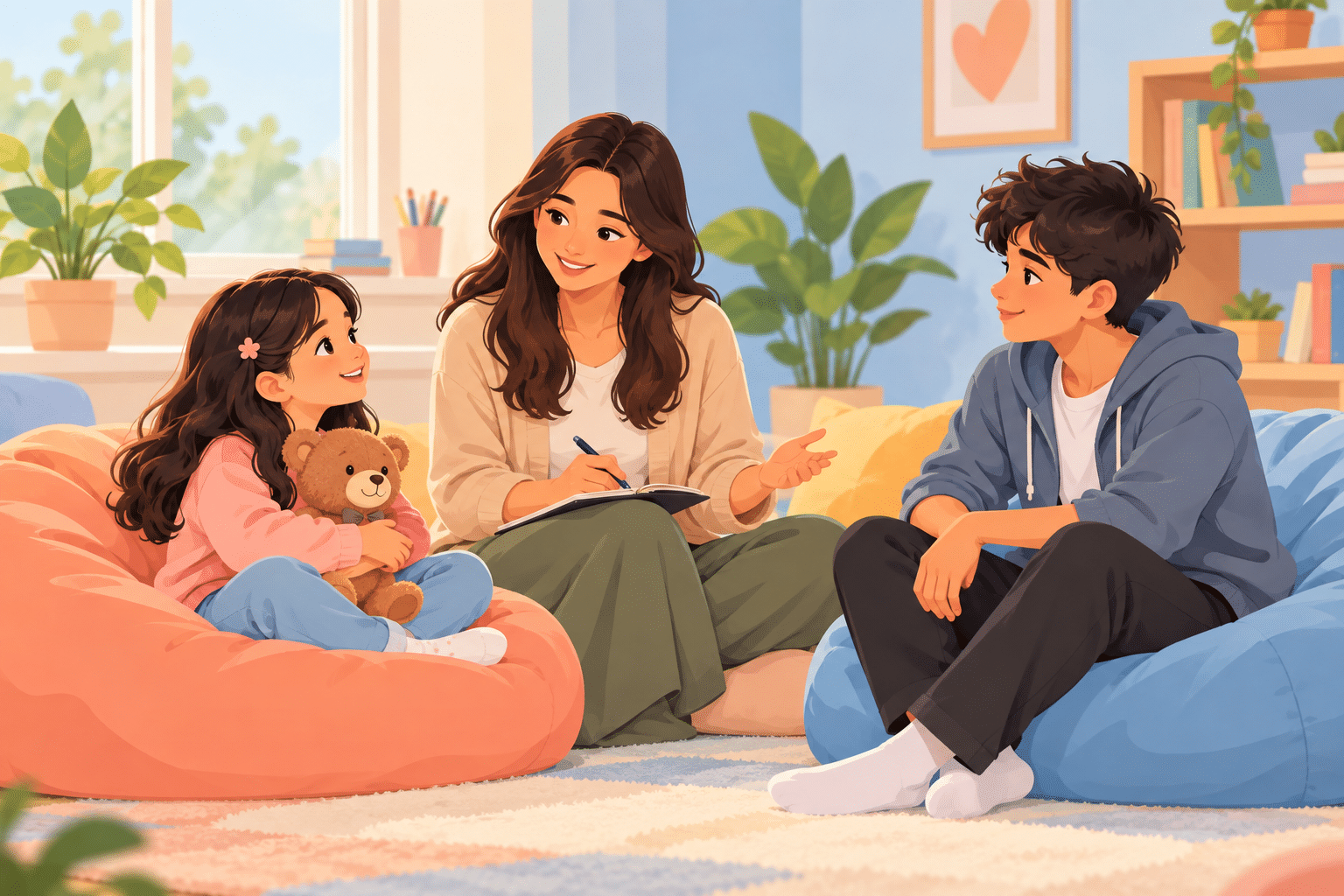 Cozy Counseling Circle with Teddy Bear